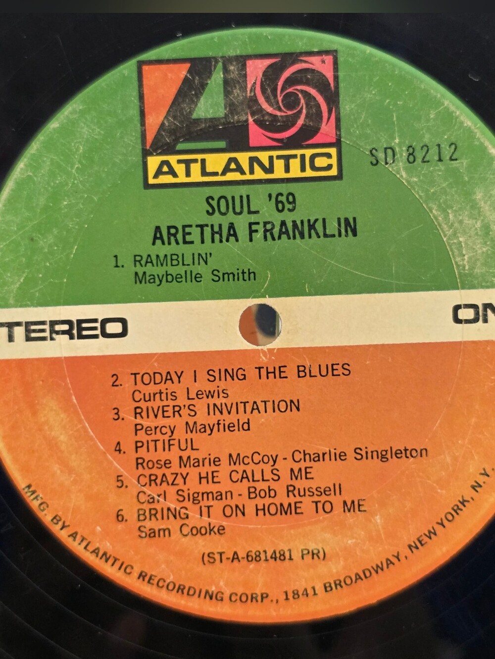 ARETHA FRANKLIN Soul‎ '69 LP Record 1969 Vinyl LP Atlantic Soul